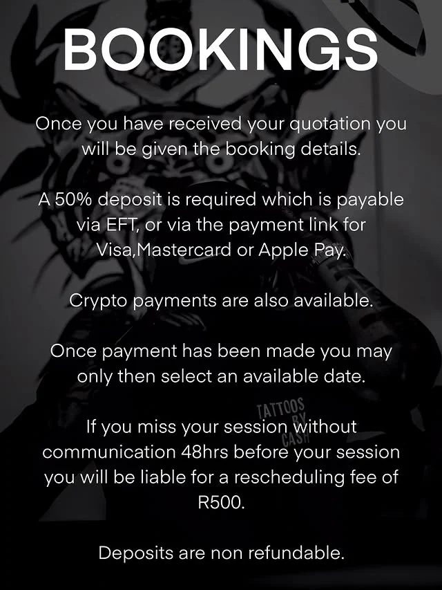 Cash supplied booking information card